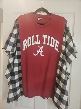 Upcycled Mix And Match Red 'Roll Tide' Layered-Style Women's Kimono